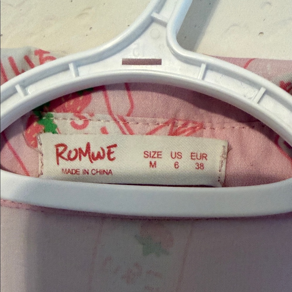 ROMWE Kawaii Strawberry Milk Graphic Button Down Shirt - Picture 6 of 8